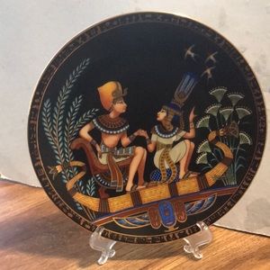 Egyptian Porcelian painted plate from 1991 with gold throughout n edged. called